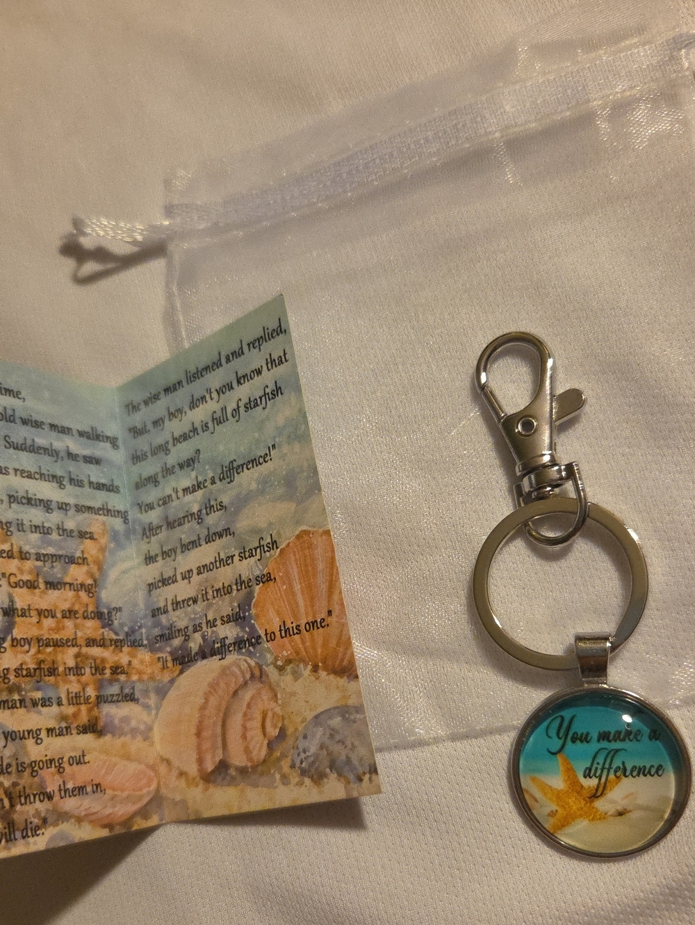 You Make a Difference Starfish Keychain Set